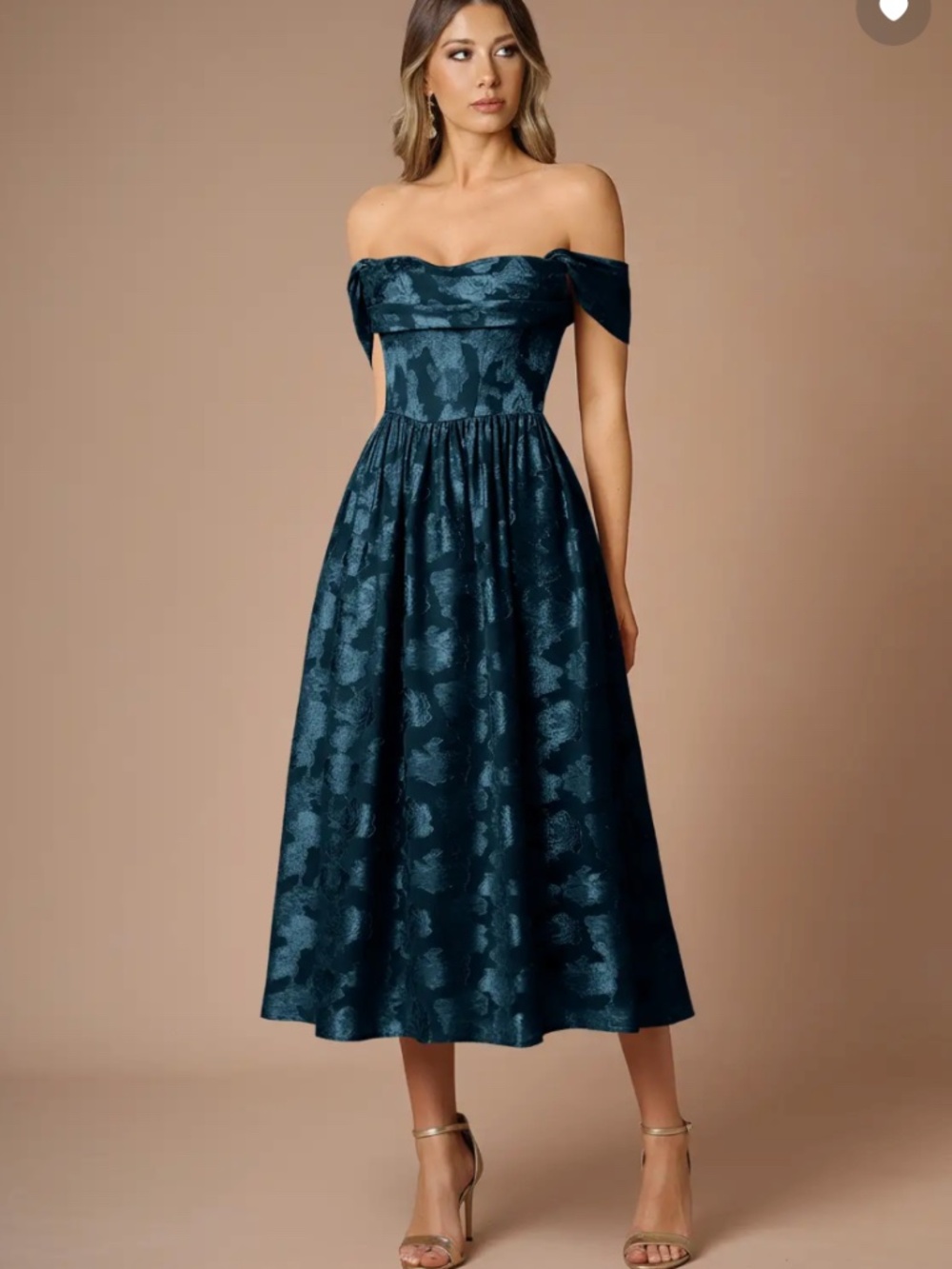 Azazie Tea-length Blue Cocktail Dress (S4)